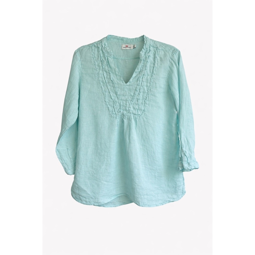 Vineyard Vines Mint Green Linen Tunic Top Medium Coastal Preppy Beach